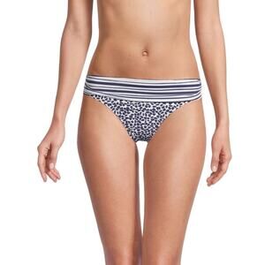 La Blanca Apulia Shirred Bikini Bottom size 4 Indigo Blue Pool Beach NWT Printed
